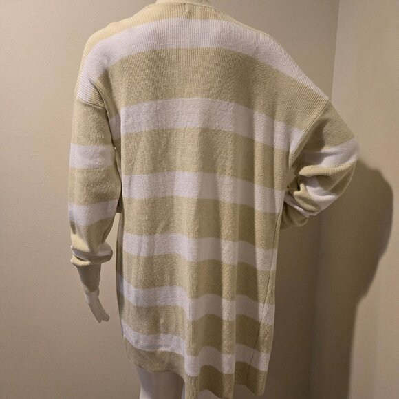 NWT Daily Thread Open Cardigan Sweater Tan White Striped M - Picture 6 of 6